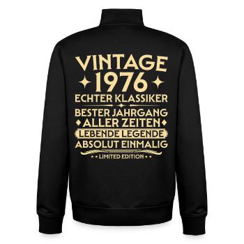 Anniversaire 1976 Vintage Real Classic - Sweat zippé unisexe en coton bio Stanley/Stella - noir - Dos - AI Model Male 185 light (185cm)