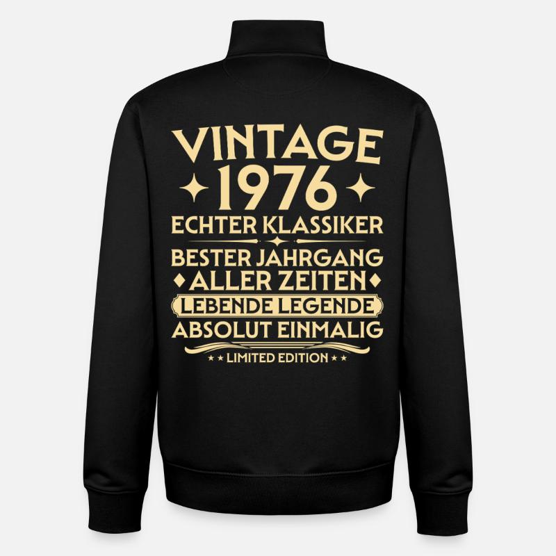 Anniversaire 1976 Vintage Real Classic - Sweat zippé unisexe en coton bio Stanley/Stella - noir