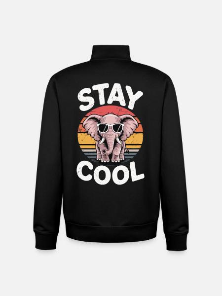 Stay Cool Elephant - Kids Retro - Unisex Organic Zip Sweatshirt by Stanley/Stella - black