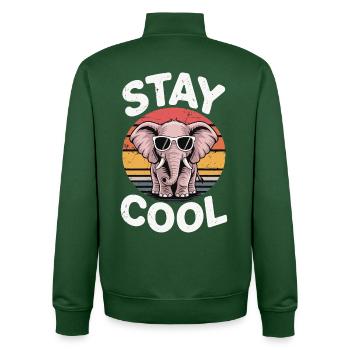 Stay Cool Elefant - Kinder Retro - Unisex Organic Zip Sweatshirt von Stanley/Stella - Flaschengrün - Hinten - AI Model Male 185 dark (185cm)