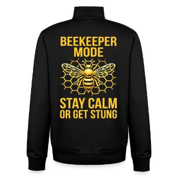 Beekeeper Mode Statement Design - Unisex Organic Zip Sweatshirt von Stanley/Stella - Schwarz - Hinten - AI Model Male 185 light (185cm)