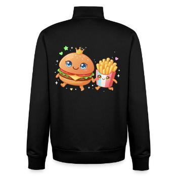 Burgers et frites - Sweat zippé unisexe en coton bio Stanley/Stella - noir - Dos - AI Model Male 185 light (185cm)
