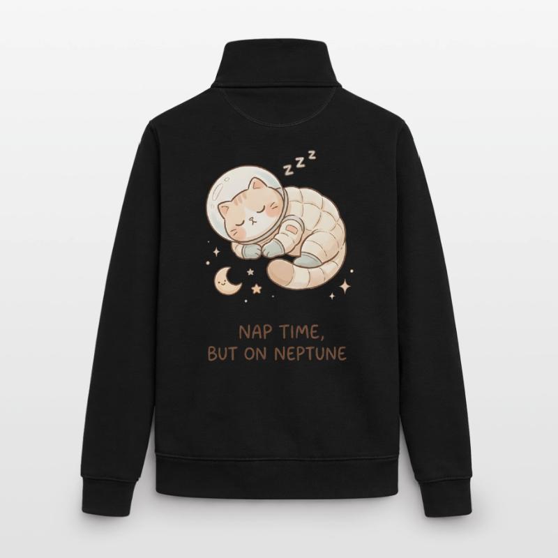 Nap Neptune | Chat de l’espace mignon Sweat zippé unisexe en coton bio Stanley/Stella