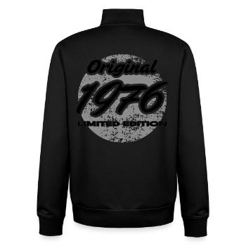 50e anniversaire 1976 cadeau pour hommes et femmes - Sweat zippé unisexe en coton bio Stanley/Stella - noir - Dos - AI Model Male 185 light (185cm)