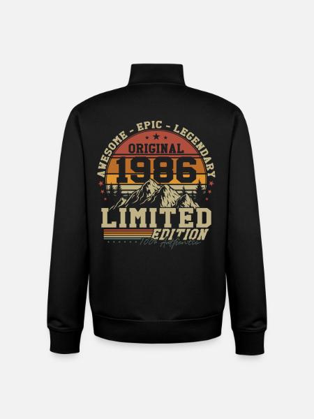 Original 1986 Vintage Vintage Fødselsdag Retro - Stanley/Stella unisex sweatshirt med lynlås i økologisk - sort