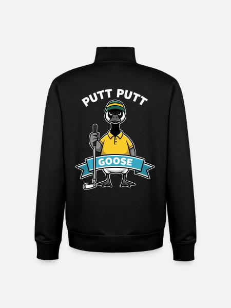Golf Funny Goose - Unisex Organic Zip Sweatshirt by Stanley/Stella - black