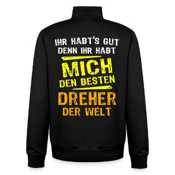 Dreher Geschenk - Unisex Organic Zip Sweatshirt von Stanley/Stella - Schwarz - Hinten - AI Model Male 185 light (185cm)
