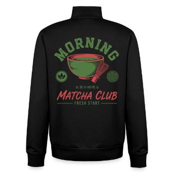 Morning Matcha Club Fresh Start Green Tea Matcha - Unisex Organic Zip Sweatshirt von Stanley/Stella - Schwarz - Hinten - AI Model Male 185 light (185cm)