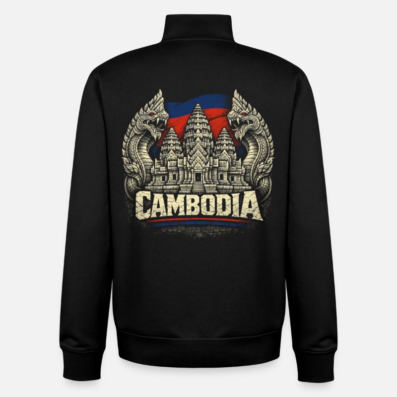 Cambodia Cambodia Cambodians - Unisex Organic Zip Sweatshirt by Stanley/Stella - black