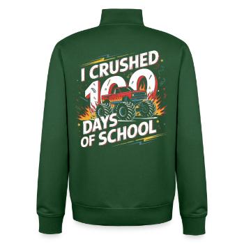 Monster Truck 100 Days of School - Unisex Organic Zip Sweatshirt by Stanley/Stella - bottle green - Back - AI Model Male 185 dark (185cm)