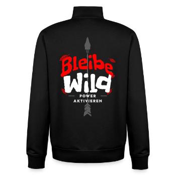 Power Aktivieren Wild Bleiben Stylisches Motiv - Unisex Organic Zip Sweatshirt von Stanley/Stella - Schwarz - Hinten - AI Model Male 185 light (185cm)