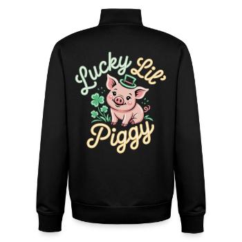Lucky Little Piggy T-Shirt – St. Patrick’s Day - Unisex Organic Zip Sweatshirt von Stanley/Stella - Schwarz - Hinten - AI Model Male 185 light (185cm)