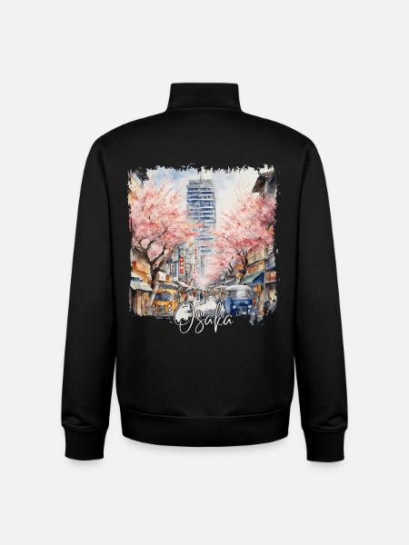 Osaka Aquarell, Osaka Japan - Unisex Organic Zip Sweatshirt von Stanley/Stella - Schwarz