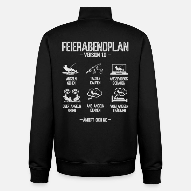 Angeln Geschenk Mann Angler Feierabendplan - Unisex Organic Zip Sweatshirt von Stanley/Stella - Schwarz