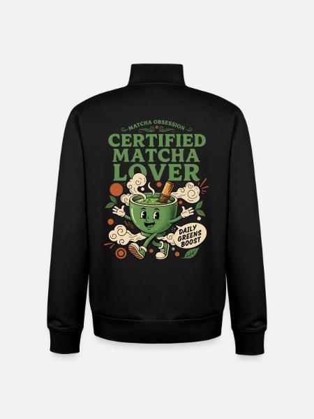 Matcha Obsession Certified Matcha Lover Daily - Unisex Organic Zip Sweatshirt by Stanley/Stella - black
