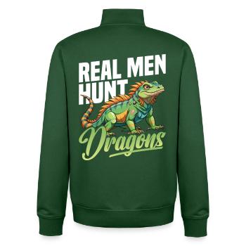 Technicien en enlèvement d’iguanes, équipement de chasse aux lézards - Sweat zippé unisexe en coton bio Stanley/Stella - vert bouteille - Dos - AI Model Male 185 dark (185cm)