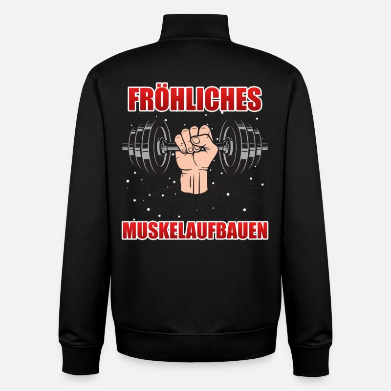 Noël JOYEUX RENFORCEMENT MUSCULAIRE Drôle - Sweat zippé unisexe en coton bio Stanley/Stella - noir