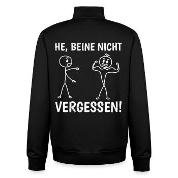 Strichmännchen BEINE NICHT VERGESSEN Lustiges - Unisex Organic Zip Sweatshirt von Stanley/Stella - Schwarz - Hinten - AI Model Male 185 light (185cm)