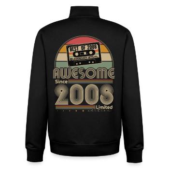 18th Birthday Gift Vintage 2008 Retro - Unisex Organic Zip Sweatshirt by Stanley/Stella - black - Back - AI Model Male 185 light (185cm)