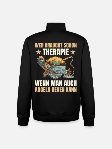 Fishing - Who needs therapy - Unisex Organic Zip Sweatshirt by Stanley/Stella - black