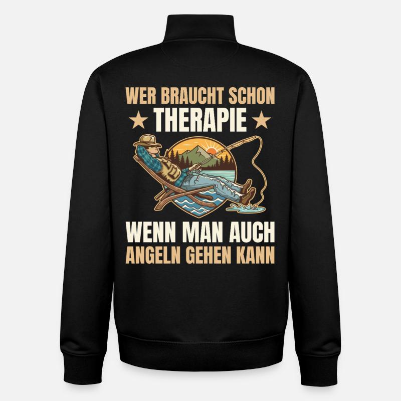 Pêche - Qui a besoin d’une thérapie - Sweat zippé unisexe en coton bio Stanley/Stella - noir