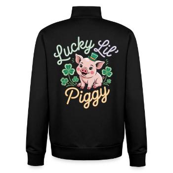 Glücksschwein Shirt – St Patricks Day Outfit - Unisex Organic Zip Sweatshirt von Stanley/Stella - Schwarz - Hinten - AI Model Male 185 light (185cm)