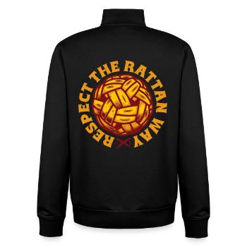 Sepak Takraw Respect The Rattan Way - Unisex Organic Zip Sweatshirt von Stanley/Stella - Schwarz - Hinten - AI Model Male 185 light (185cm)