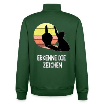 Waving Cat Shadow Cats Recognize the Signs Retro - Unisex Organic Zip Sweatshirt by Stanley/Stella - bottle green - Back - AI Model Male 185 dark (185cm)
