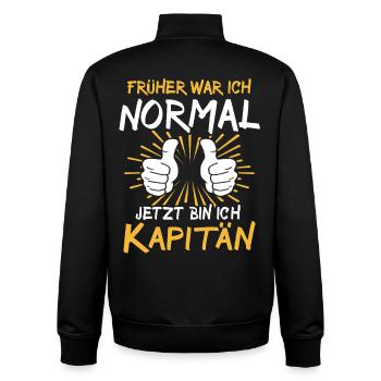 Capitaine Spruch - Sweat zippé unisexe en coton bio Stanley/Stella - noir - Dos - AI Model Male 185 light (185cm)