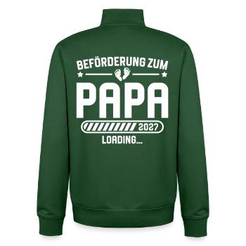 Futur père 2027 annonce la grossesse - Sweat zippé unisexe en coton bio Stanley/Stella - vert bouteille - Dos - AI Model Male 185 dark (185cm)