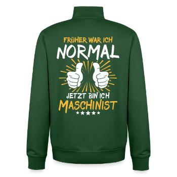 Machiniste Spruch - Sweat zippé unisexe en coton bio Stanley/Stella - vert bouteille - Dos - AI Model Male 185 dark (185cm)