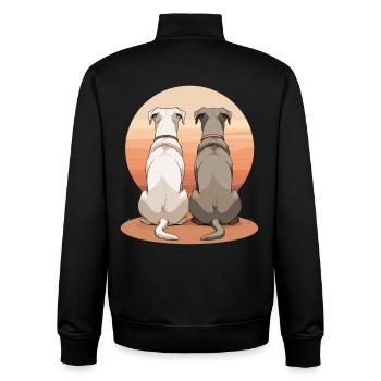 Zwei Hunde am Sonnenuntergang - Unisex Organic Zip Sweatshirt von Stanley/Stella - Schwarz - Hinten - AI Model Male 185 light (185cm)
