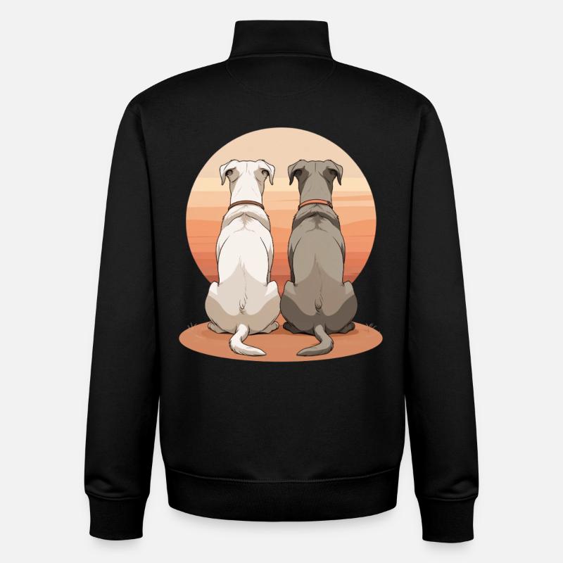Deux chiens au coucher du soleil - Sweat zippé unisexe en coton bio Stanley/Stella - noir