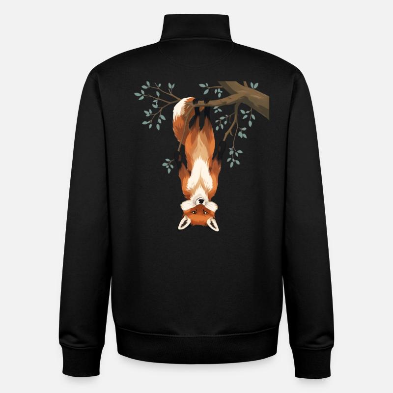 Fox hangs from branch - Unisex Organic Zip Sweatshirt by Stanley/Stella - black
