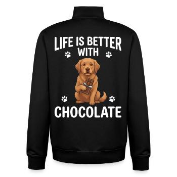 Life Is Better With Chocolate Dog Motif - Unisex Organic Zip Sweatshirt by Stanley/Stella - black - Back - AI Model Male 185 light (185cm)