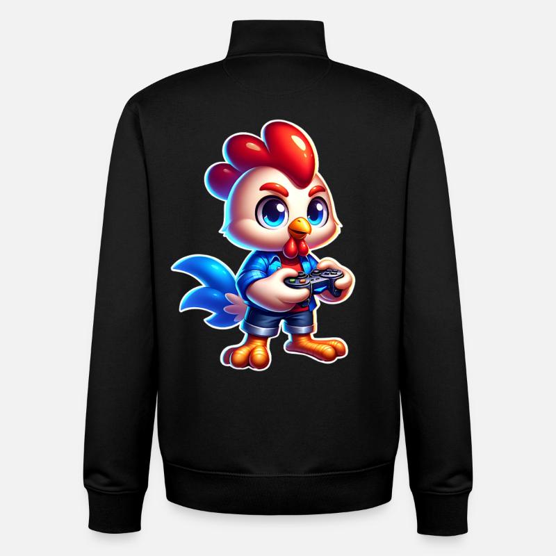 Gaming Huhn mit Controller - Unisex Organic Zip Sweatshirt von Stanley/Stella - Schwarz