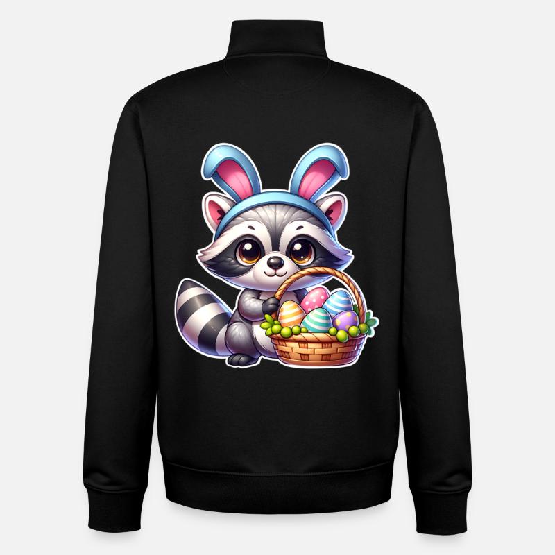 Raton laveur de Pâques - Sweat zippé unisexe en coton bio Stanley/Stella - noir