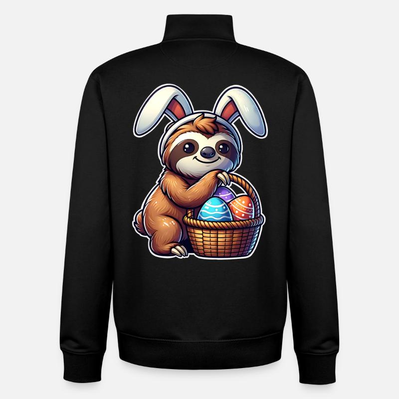 Easter Sloth - Unisex Organic Zip Sweatshirt by Stanley/Stella - black
