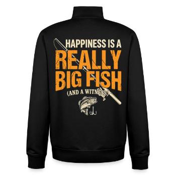 Le bonheur est un très gros poisson (et un témoin) - Sweat zippé unisexe en coton bio Stanley/Stella - noir - Dos - AI Model Male 185 light (185cm)