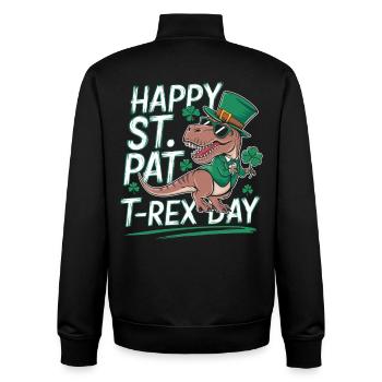 T-Rex for St. Patrick's Day - Unisex Organic Zip Sweatshirt by Stanley/Stella - black - Back - AI Model Male 185 light (185cm)