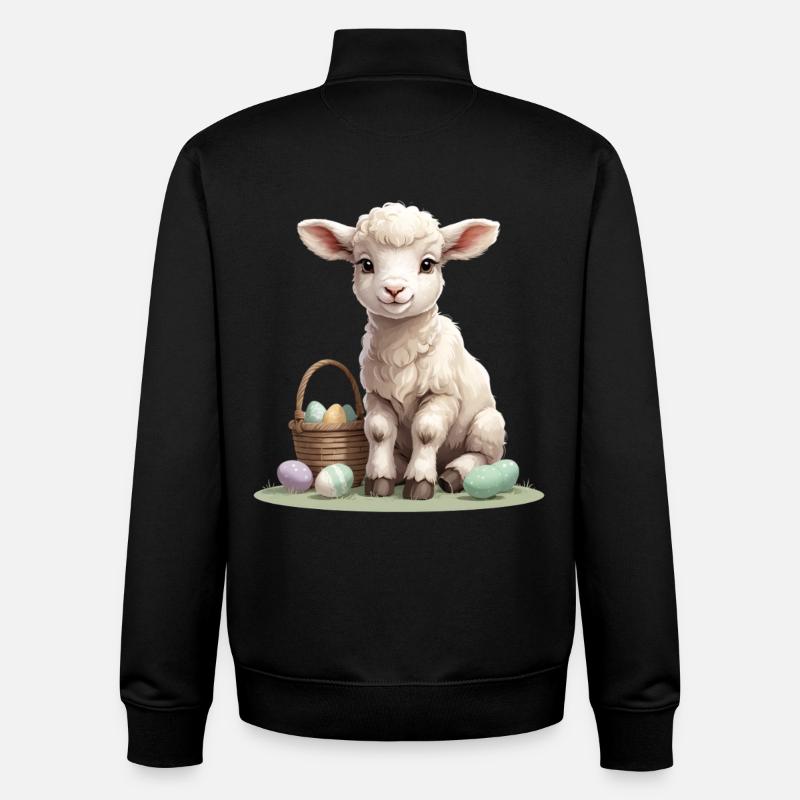 Agneau pastel avec œufs de Pâques - Sweat zippé unisexe en coton bio Stanley/Stella - noir