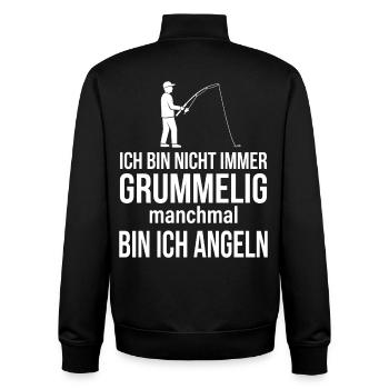 Nicht immer grummelig, manchmal angeln - Unisex Organic Zip Sweatshirt von Stanley/Stella - Schwarz - Hinten - AI Model Male 185 light (185cm)
