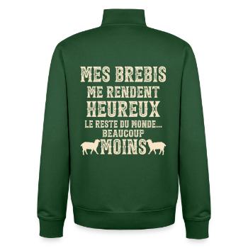 Meine Schafe machen mich glücklich Humorzüchter - Unisex Organic Zip Sweatshirt von Stanley/Stella - Flaschengrün - Hinten - AI Model Male 185 dark (185cm)