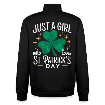 Only one girl loves St. Patrick's Day - Unisex Organic Zip Sweatshirt by Stanley/Stella - black - Back - AI Model Male 185 light (185cm)
