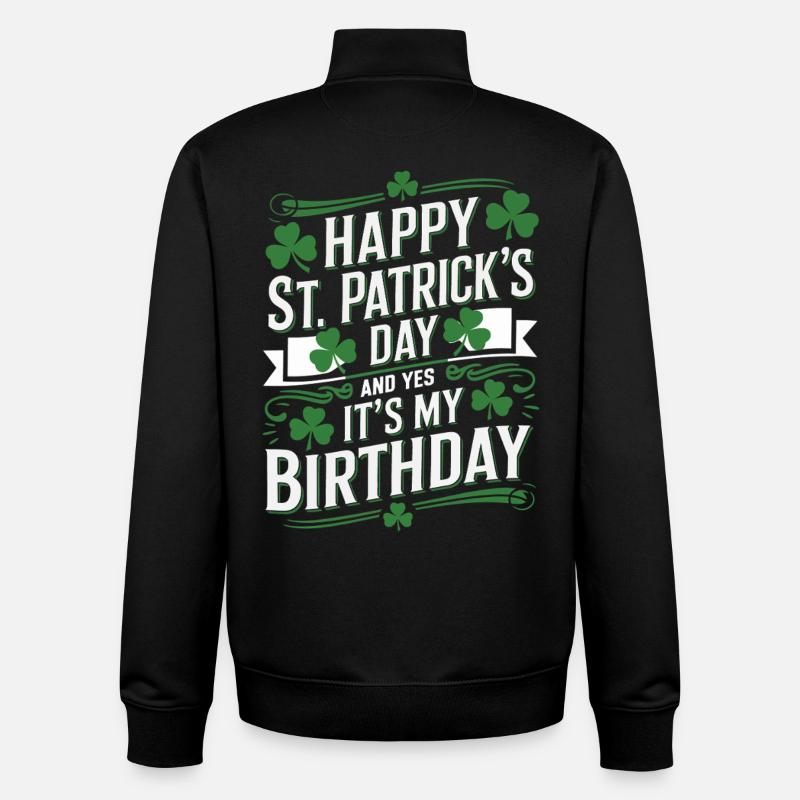 L’anniversaire de StPatrick – Joyeux anniversaire - Sweat zippé unisexe en coton bio Stanley/Stella - noir