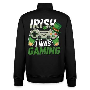 Irish Gaming I Was Gaming - Unisex Organic Zip Sweatshirt von Stanley/Stella - Schwarz - Hinten - AI Model Male 185 light (185cm)
