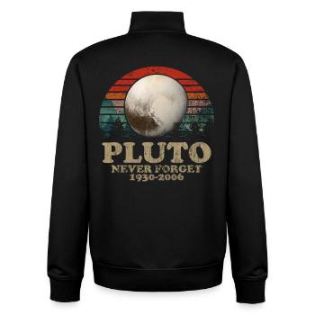Never Forget Pluto Vintage Retro Space Design - Unisex Organic Zip Sweatshirt von Stanley/Stella - Schwarz - Hinten - AI Model Male 185 light (185cm)