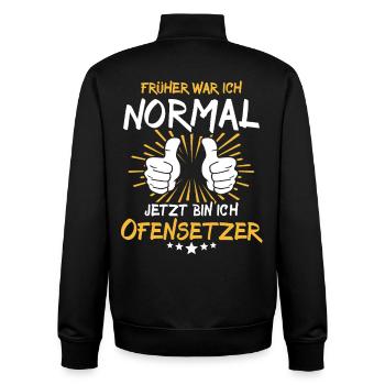 Stove Fitter Saying - Unisex Organic Zip Sweatshirt by Stanley/Stella - black - Back - AI Model Male 185 light (185cm)