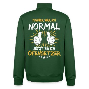 Stove Fitter Saying - Unisex Organic Zip Sweatshirt by Stanley/Stella - bottle green - Back - AI Model Male 185 dark (185cm)