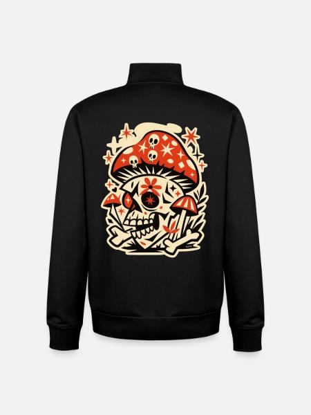 Mushroom Skull Retro Psychedelia - Unisex Organic Zip Sweatshirt by Stanley/Stella - black
